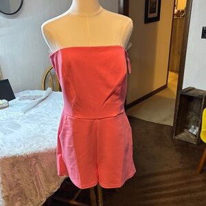 She + Sky Pink Strapless Romper